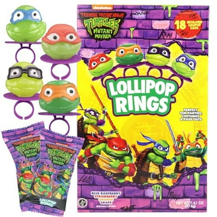 Imaginings 3 Teenage Mutant Ninja Turtles Lollipop Rings, 18 Count, 7.61 Ounces