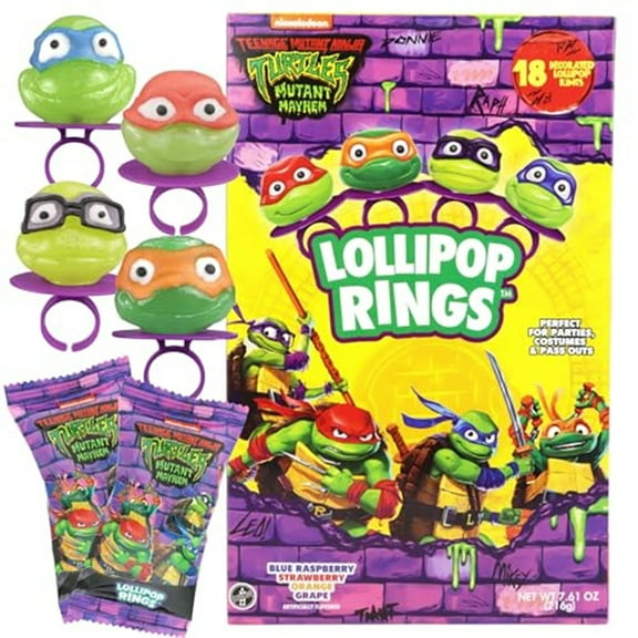 Imaginings 3 Teenage Mutant Ninja Turtles Lollipop Rings, 18 Count, 7.61 Ounces