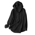 thumbnail image 2 of Kilaqueen Drawstring Hoodies for Women Swim Cover Up UPF 50+ Sun Protection Long Sleeve Hoodie Button Down Jacket Lightweight Beach Swimwear Coverups, 2 of 7