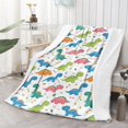 thumbnail image 2 of Cute Dinosaur Cartoon Pattern Soft Sherpa Fleece Throw Blanket, Warm Cozy Plush Blanket for Sofa Bed Couch, All Season, 60"x80", 2 of 5