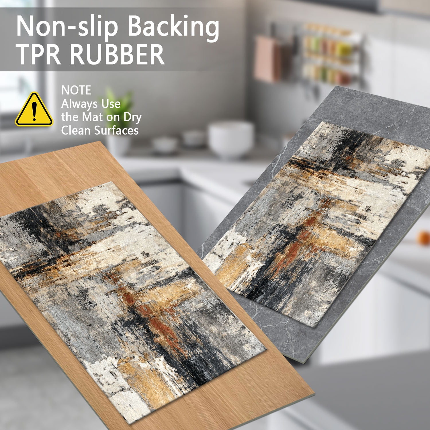 3-Piece Farmhouse Kitchen Rug Set, Washable Anti Slip Striped Floor Mats in 3 Sizes, Stain Resistant Decor Rugs for Kitchen Hallway Bathroom Home Christmas Decor