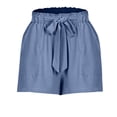 thumbnail image 5 of Linen Shorts for Women Summer Casual Elastic Waist Wide Leg Loose Fit Lightweight Beach Shorts with Pockets, 5 of 6