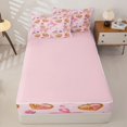 thumbnail image 4 of Homewish Valentine Dog Zipper Twin Comforter Sets with Fitted Sheet and 2 Pillowcases,Kawaii Pet Theme Zipper Bedding Set,Pink Ribbon Bow Decor,Pink Reversible,4pcs, 4 of 8