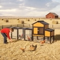 thumbnail image 2 of 120" Large Chicken Coop with Run, Wooden Hen House with Nesting Box, Ramp and Pull-Out Tray, Outdoor Rabbit Hutch Poultry Cage with 7 Doors for Backyard, Farm, 2 of 7