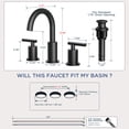 thumbnail image 3 of TVOFEK 8 inch Widespread Bathroom Faucet, 3 Hole Matte Black Sink Faucets with Metal Drain and Supply Lines, Stainless Steel Lead-Free for Vanity, RV, Farmhouse, 3 of 13