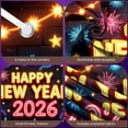 thumbnail image 4 of Neon Happy New Year Banner Colorful New Year Display Fireworks Stars 2026 Backdrop for New Year Party Holiday Celebration Indoor Party, 4 of 9