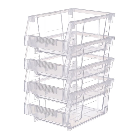 Stackable Storage Bin Medium Plastic Open Front, kitchen organization and storage for Organizing Snack, Cans, Office Supplies, and Coffee Pods, 4pc