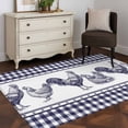 thumbnail image 3 of Navy Blue Rooster Area Rugs 2.7'x5', Washable Small Throw Rugs for Kitchen Bedroom, Vintage Farmhouse Blue Plaid Indoor Outdoor Rug Non-Slip Low Pile Carpet Runner Reversible Floor Mats, 3 of 8
