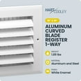 thumbnail image 2 of Hart & Cooley 10" x 10" Aluminum Curved Blade Register, Multi-Shutter Damper, 4-Way, White, 2 of 8