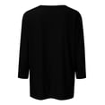 thumbnail image 4 of EHTMSAK 3/4 Sleeve Shirts for Women Cotton Elbow Length Solid Color Dandelion Printed Crewneck Tee Tops Fashion 2024 Trendy Blouses Summer Casual Plus Size Shirts Black L, 4 of 4