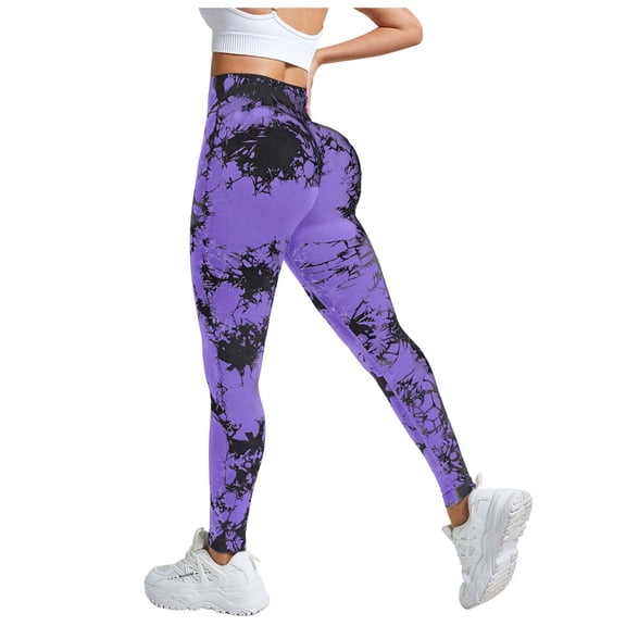 Quealent Leggings with Pockets for Women Cute Casual Yoga Pants Breathable Tummy Control Capris Dark Purple for Size L