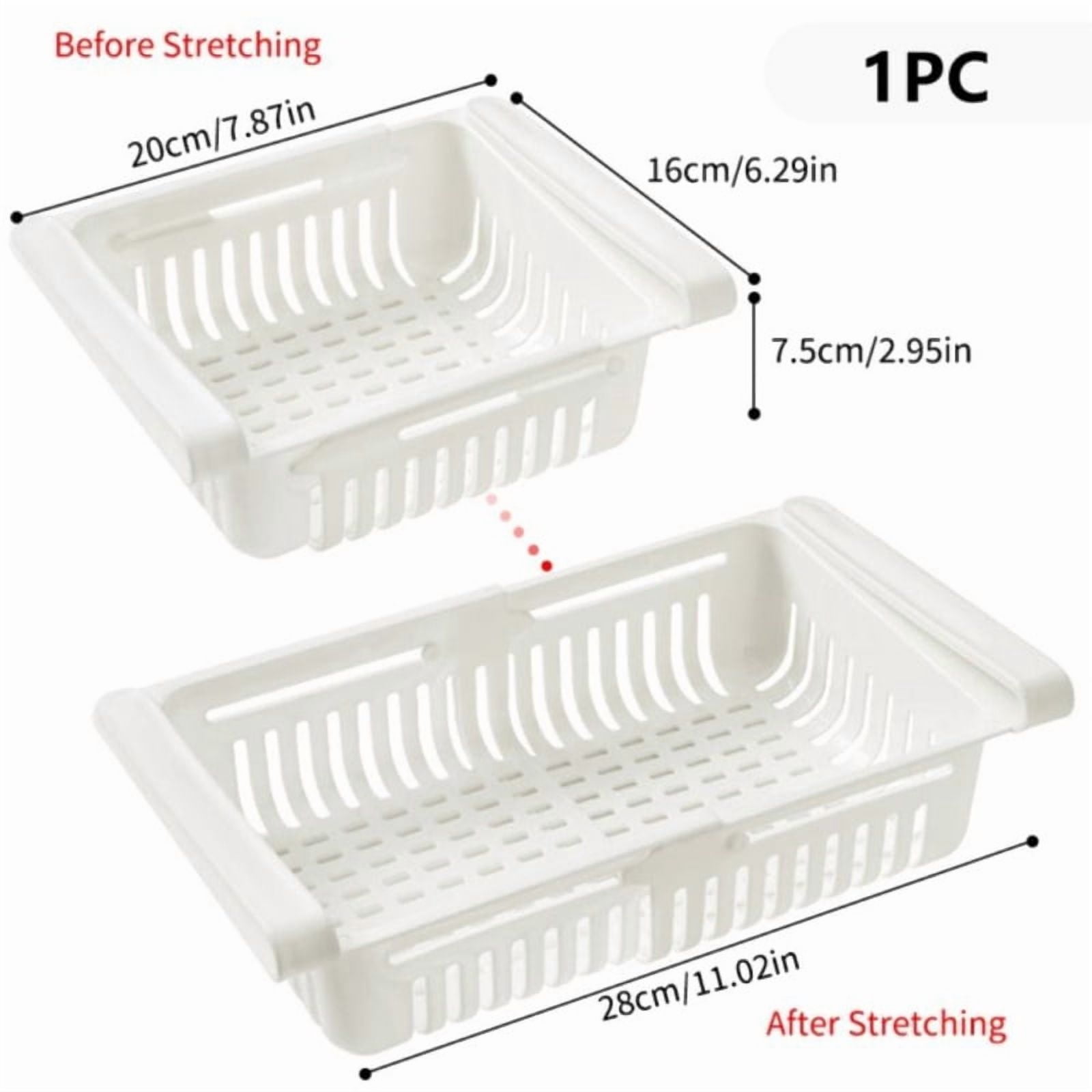 Refrigerator Drawer Organizer, Pull Out Shelf Storage Organizer for Egg, Fruit, Vegetable, Meat, Fit All Fridge Shelves Under