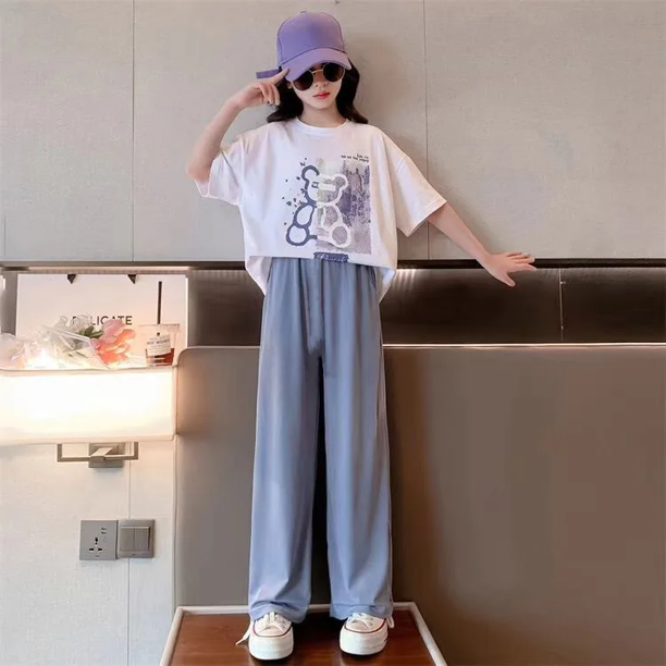 Ropa deportiva de verano para niños, conjunto de dos piezas, camiseta de manga corta y pantalones, informal, nuevo estilo, 2024