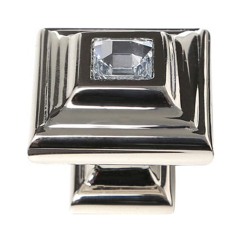 Alno 10mm Crystal Small Square Knob - Clear / Polished Chrome