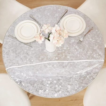 

Clear Round Fitted Vinyl Tablecloth 40-44 Inches in Diameter Waterproof Table Cloth with Elastic Edge Plastic Table Cover Protector for Kitchen Dining Wedding Party Holiday Dinner Indoor Outdoor