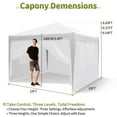 thumbnail image 3 of 10x10Ft Pop Up Canopy Tent with 6 Sidewalls, Waterproof Pop Up Wedding Party Tent with Carry Bag, Heavy Duty Commercial Outdoor Canopy Portable Gazebo Tents for Parties Car Port Vender Events, 3 of 8