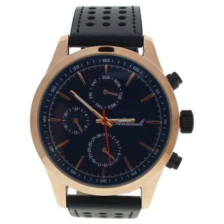 AG0308-05 Rose Gold/Black Leather Strap Watch