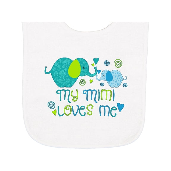Inktastic My Mimi Loves Me Cute Elephants Baby Terry Cloth Bib