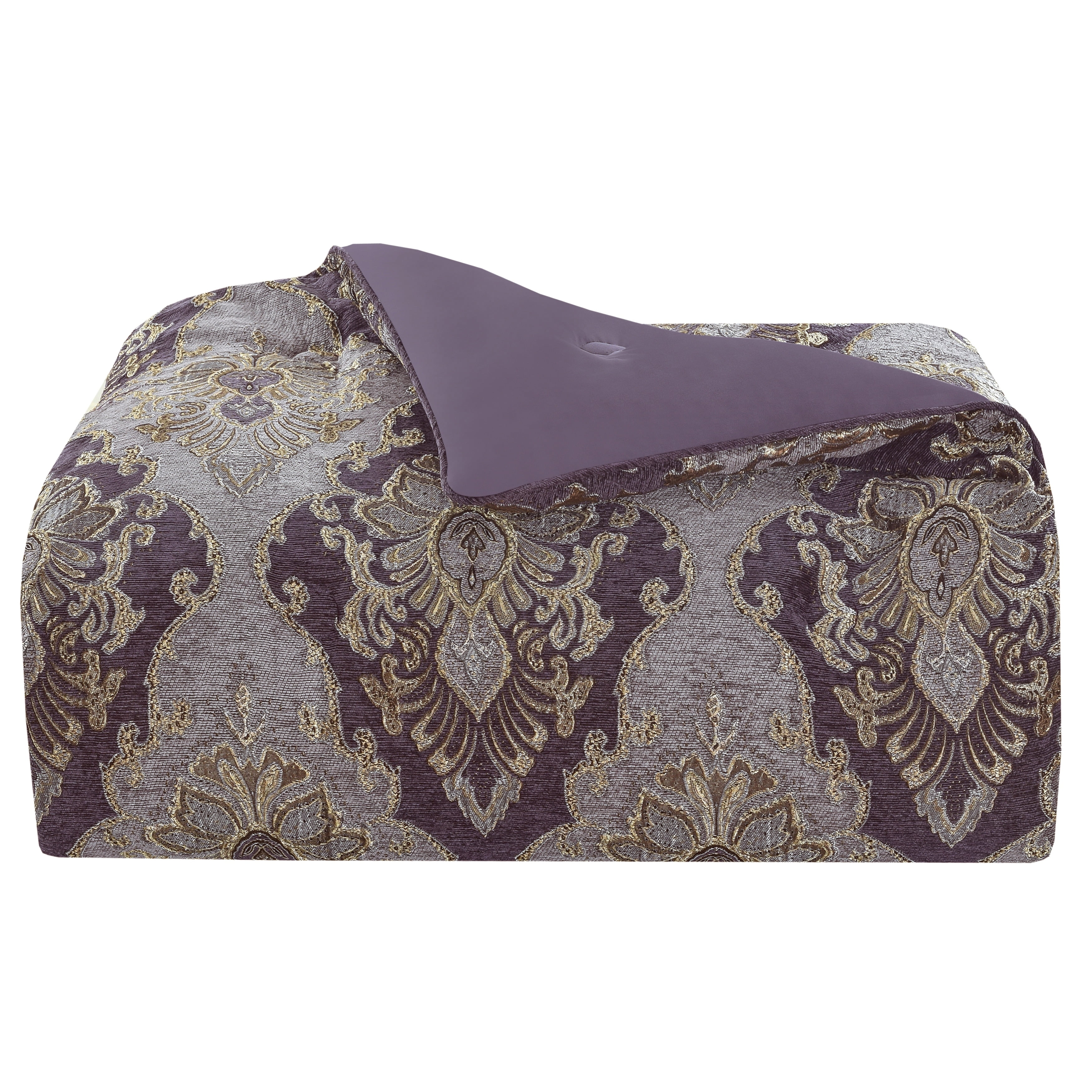 Dominique Lavender and Grape Damask Comforter Bedding by Five Queens Court