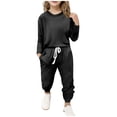 thumbnail image 2 of MKOSPLRT Lounge Sets for Kid Girls Solid Sweatsuits 2 Piece Long Sleeve Shirts Wasit Jogger Pants Comfy Tracksuits 5-13 Years, 2 of 5