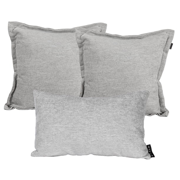 Set de 3 Cojines Decorativos (2 Cuadrados + 1 Rectangular) Niz Plata
