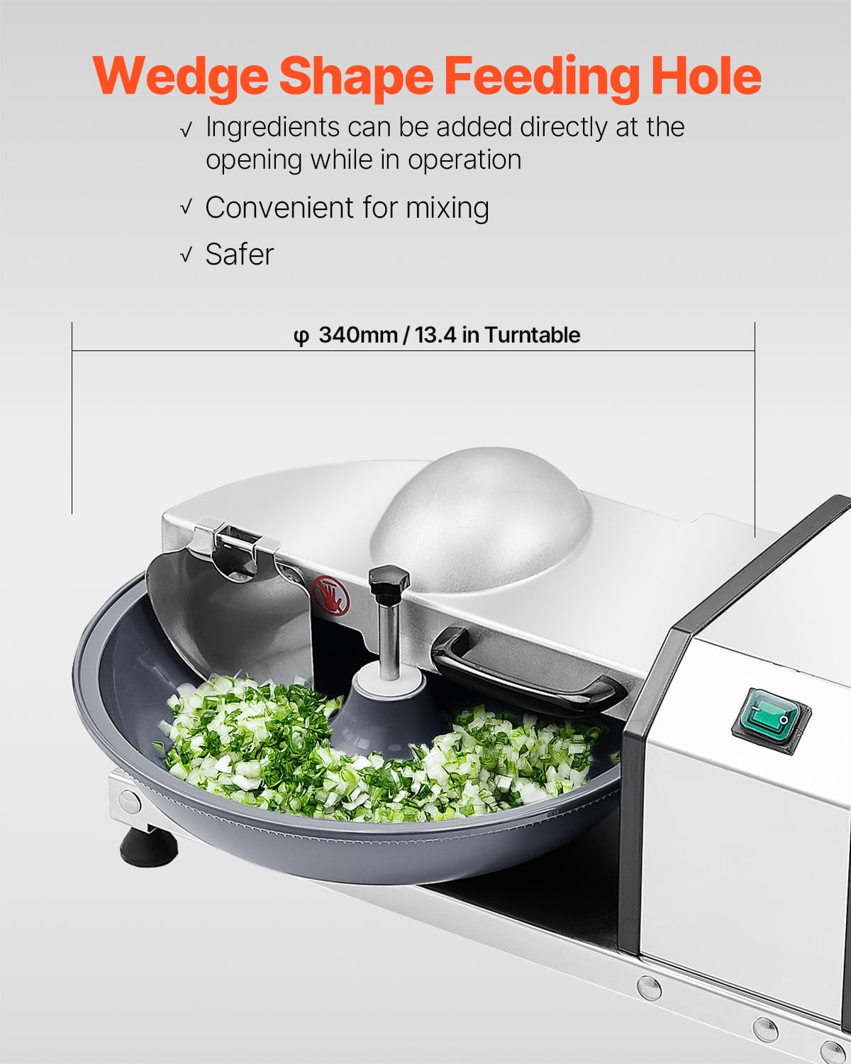 KFFKFF 3000RPM Commercial Food Processor Stainless Steel Grain Grinder 250W Electric Food Cutter for Vegetables Fruits