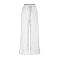 thumbnail image 5 of Wide Leg Pants Woman Summer Elastic High Waisted Palazzo Pants Flowy Drawstring Ruffle Hem Trousers with Pockets, M, 5 of 7