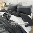thumbnail image 4 of California King Comforter Set Black White Grey - 3 Pieces Cal King Oversized Lightweight Colorblock Stripe Bedding Set (104x96In, 2 Pillowcases), 4 of 15