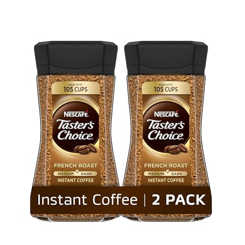 NESCAFÉ Taster's Choice Instant Coffee, Dark Roast, French Roast, 2 Jars (7 Oz Each)