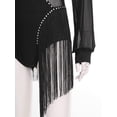 thumbnail image 7 of Zaldita Women's Long Sleeve Latin Dance Dress Shiny Rhinestones Tango Jazz Dance Leotard Dresses Black XL, 7 of 7