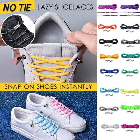 

1 Pair No Tie Lazy Shoelaces Bandage Different Styles Metal Connect Flexible Dark Gray
