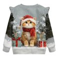 thumbnail image 6 of Xixirimido Cat Snow Christmas Theme Print Toddler Girls Casual Sweatshirt Long Sleeve Pullover with Ruffle Shoulder Graphic Crewneck Sweater for Fall & Winter, for 7-8Y, 6 of 7