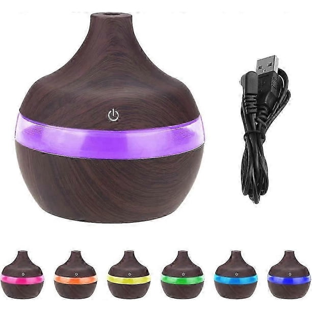 300 ML Ultrasonic Humidifier Deep Wood Grain Essential Oil Cool Air Mist Aroma Diffuser