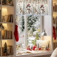 thumbnail image 3 of Valance Curtains for Kitchen Windows Winter Snowman Reindeer SnowRod Pocket Valance Xmas Tree Leaves VintageShort Window Curtain Topper for Bedroom Living Room Bathroom 42x12in, 3 of 7
