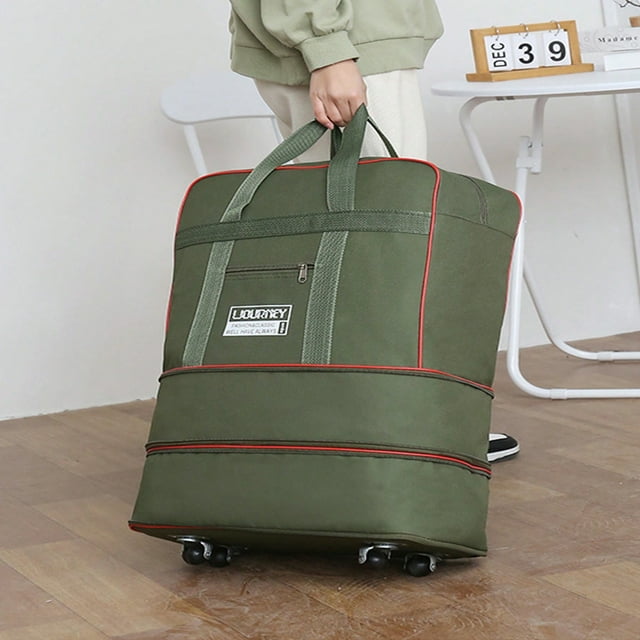 YOPTOP Sac de Voyage Pliable avec Roues Grand Sac de Rangement Sac à Dos pour Voyage d'Affaires avec Roues Sac de Voyage Grande Capacité avec Roues Bagage Cabine Extensible Portable m,Vert
