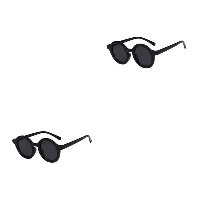 Sonducket Gafas de sol ópticas redondas Gafas para bebés Protección Negro brillante Gris Gris negro brillante 2Conjunto