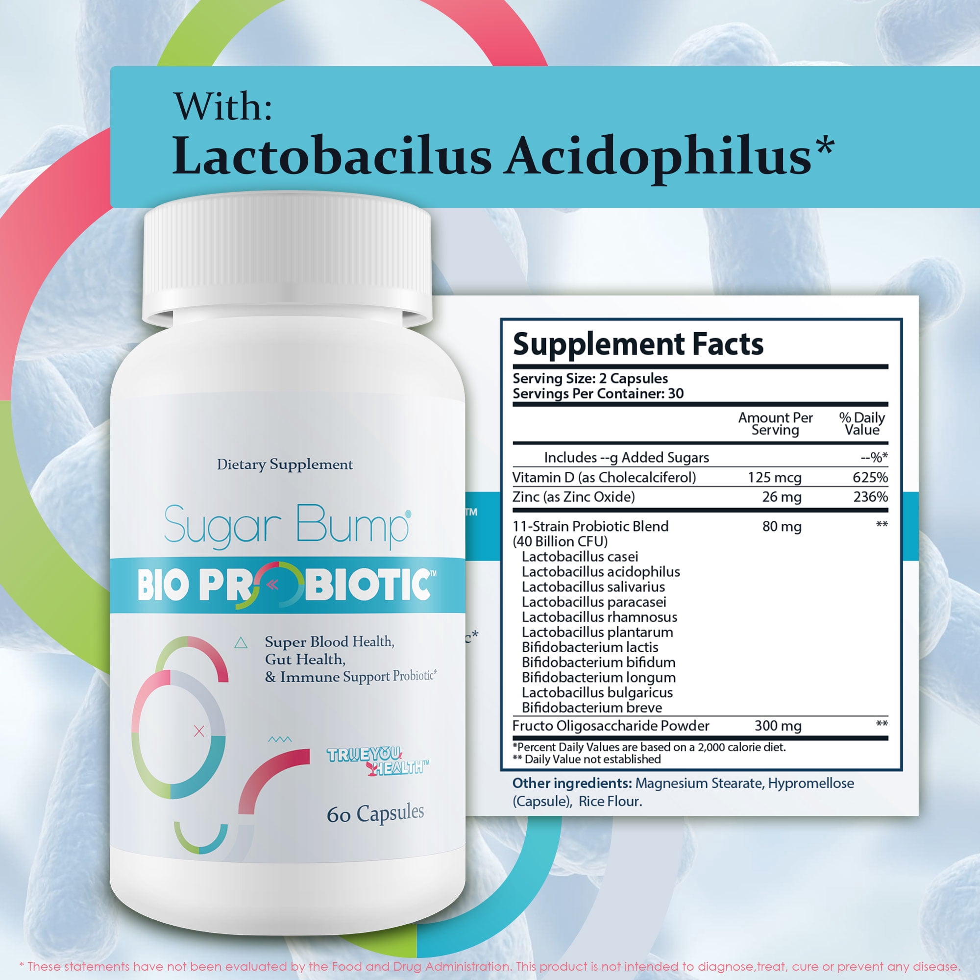 Sugar Bump Bio Probiotic - Blood Health Probiotics - Supports Healthy Blood S Balance Already in the Normal Range - Immune Support - 40 Billion CFUs - Probiotics for Blood Health Support