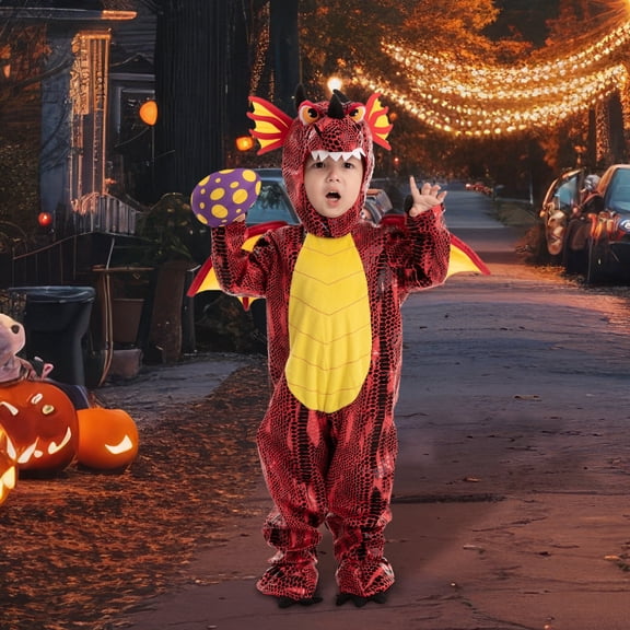 Joyfy Dinosaur Costume for Kids, Baby Unisex Dragon Costume with Wings for Boys Halloween Dress Up, Dinosaur Themed Party 3-7 Years