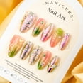 thumbnail image 5 of 30 Pcs Purple Aurora Gold Foil Press on Nails, 3D Butterfly Flower Nails, 5 of 5