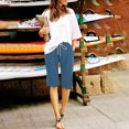 thumbnail image 2 of DHFJKG Women Knee Length Shorts Summer Lightweight High Waisted Casual Drawstring Beach Workout Shorts With Pockets Solid Color Comfortable Bottoms, 2 of 8