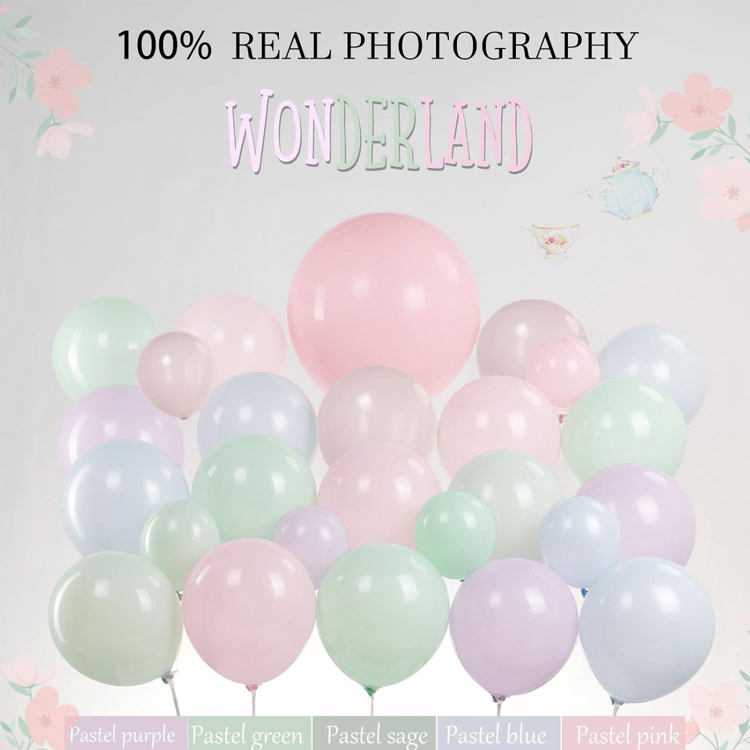 Pastel colors balloon arch kit with pink blue purple green balloons for spring summer Boho Party decorations