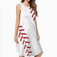 thumbnail image 2 of Baseball Fence Casual Sleeveless Loose Sundress Dress For Women Summer Dress Daily Woman, 2 of 4