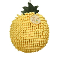 Harlier Fuzzy Ball Hand Towels, Monochrome Chenille Fluffy Microfiber Decorative Ball Towel, Quick Dry Plush Absorbent Towels, Kitchen Hand Towels for Washstand (Yellow)