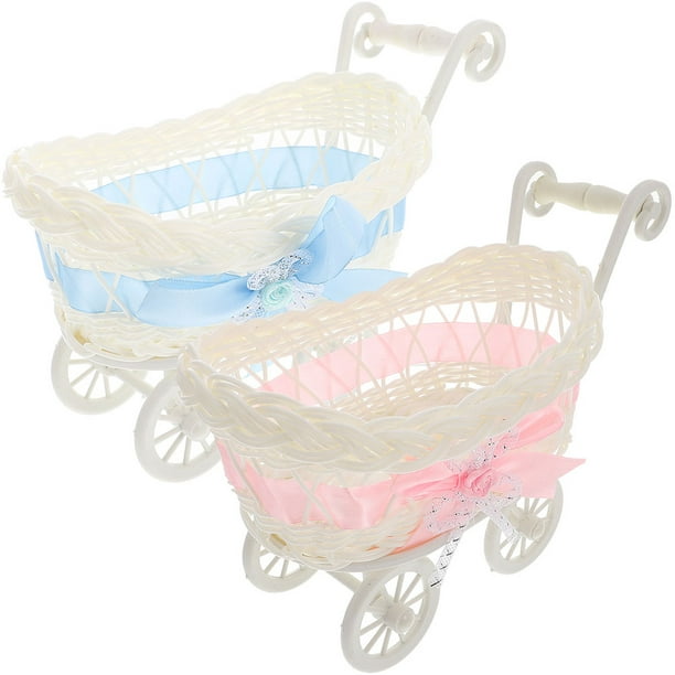 WORGEOUS 2 piezas de carro en forma de carro en forma de carcajadas de baby shower favores de bodas decoración de canasta
