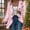Pink, variant on Antqov Womens Cardigan, Christmas Print Open Front Cardigans with Notched Lapel, Daily Trendy Relaxed Lightweight Comfy Casual Cardigan Jackets