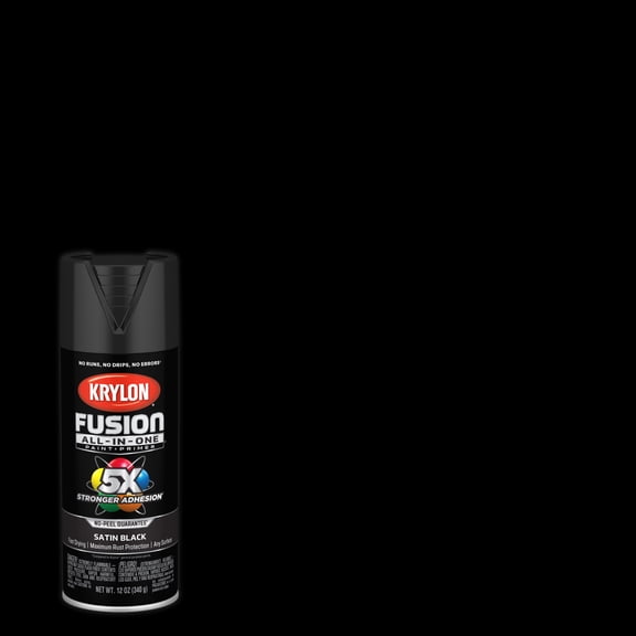 Krylon Fusion All-In-One, Satin, Black, 12 oz.