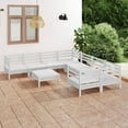 thumbnail image 1 of vidaXL 9 Piece Garden Lounge Set White Solid Wood Pine, 1 of 5