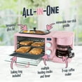 thumbnail image 4 of Nostalgia 3-in-1 Retro Breakfast Station - Includes 5 Cup Coffee Maker, Non-Stick Ceramic Griddle, and 4-Slice Toaster Oven - Built-In Timer, Reusable Coffee Filter, Space-Saving Design - Pink, 4 of 9