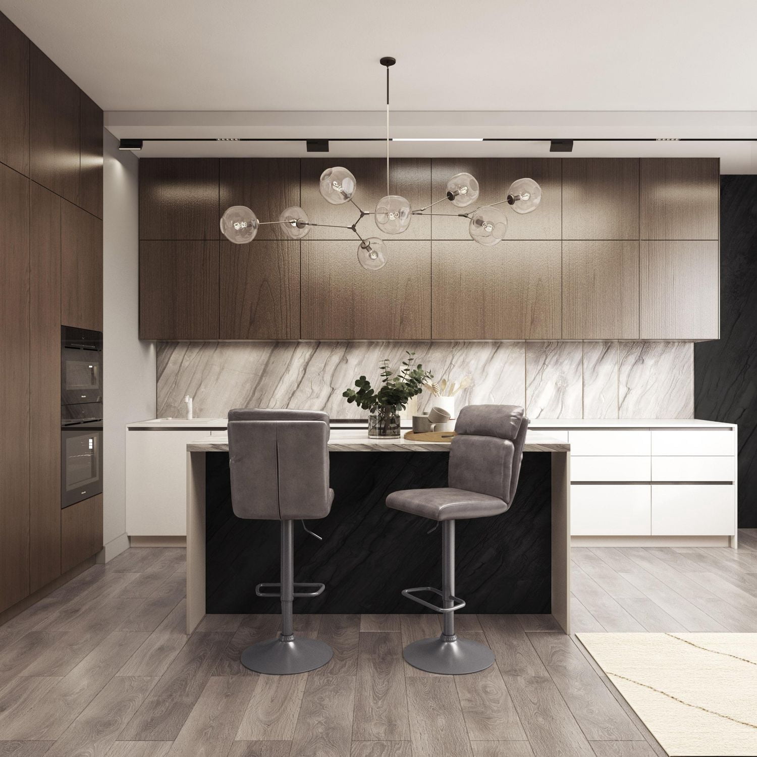 CorLiving Palmer High Back Upholstered Adjustable Height Indoor Barstools, Distressed Grey (Set of 2)