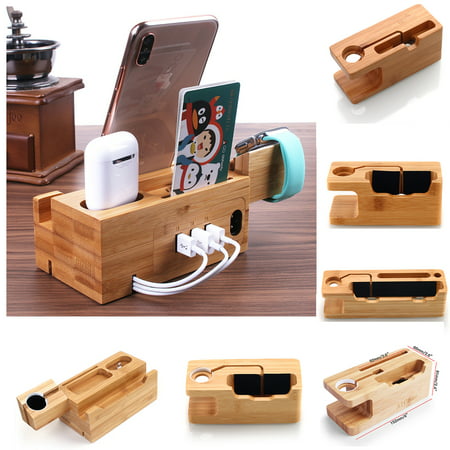 AICase Bamboo Charging Dock Station Stand Holder Cradle For